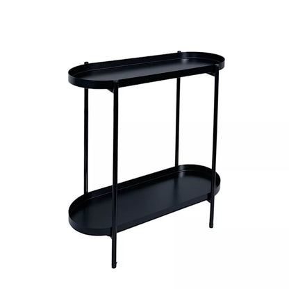 2 Tier Black Metal Contemporary Side Table