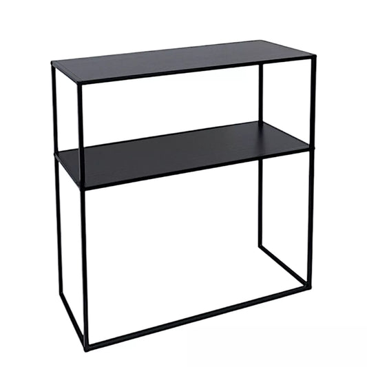 2 Tier Console Table Black Metal Frame