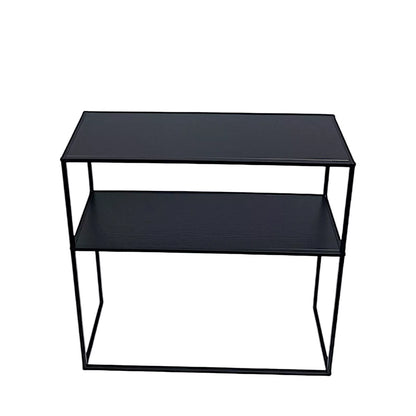 2 Tier Console Table Black Metal Frame