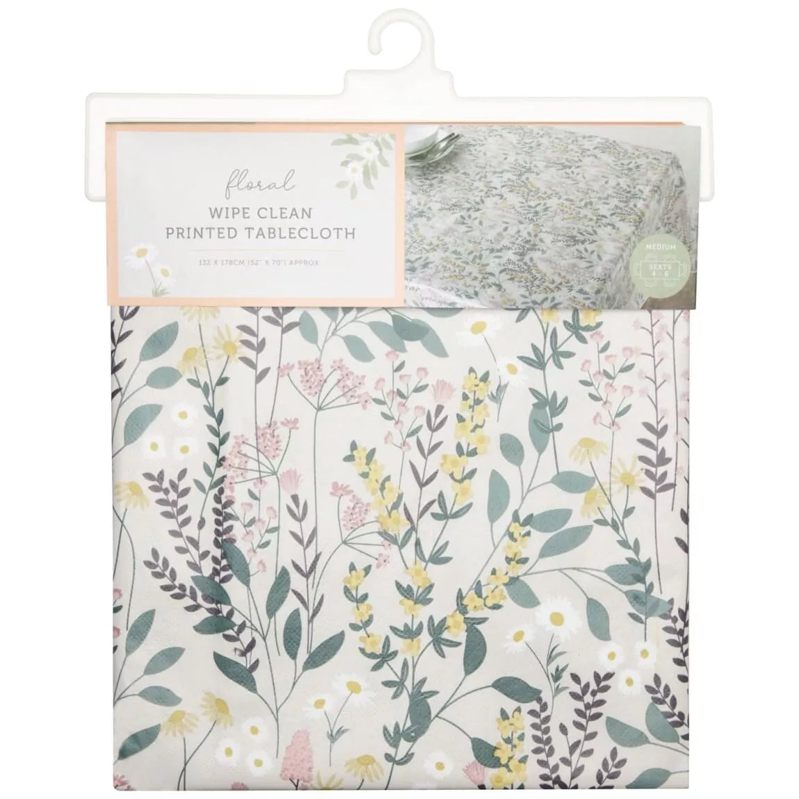 Floral Tablecloth Wipe Clean Dining Table PVC
