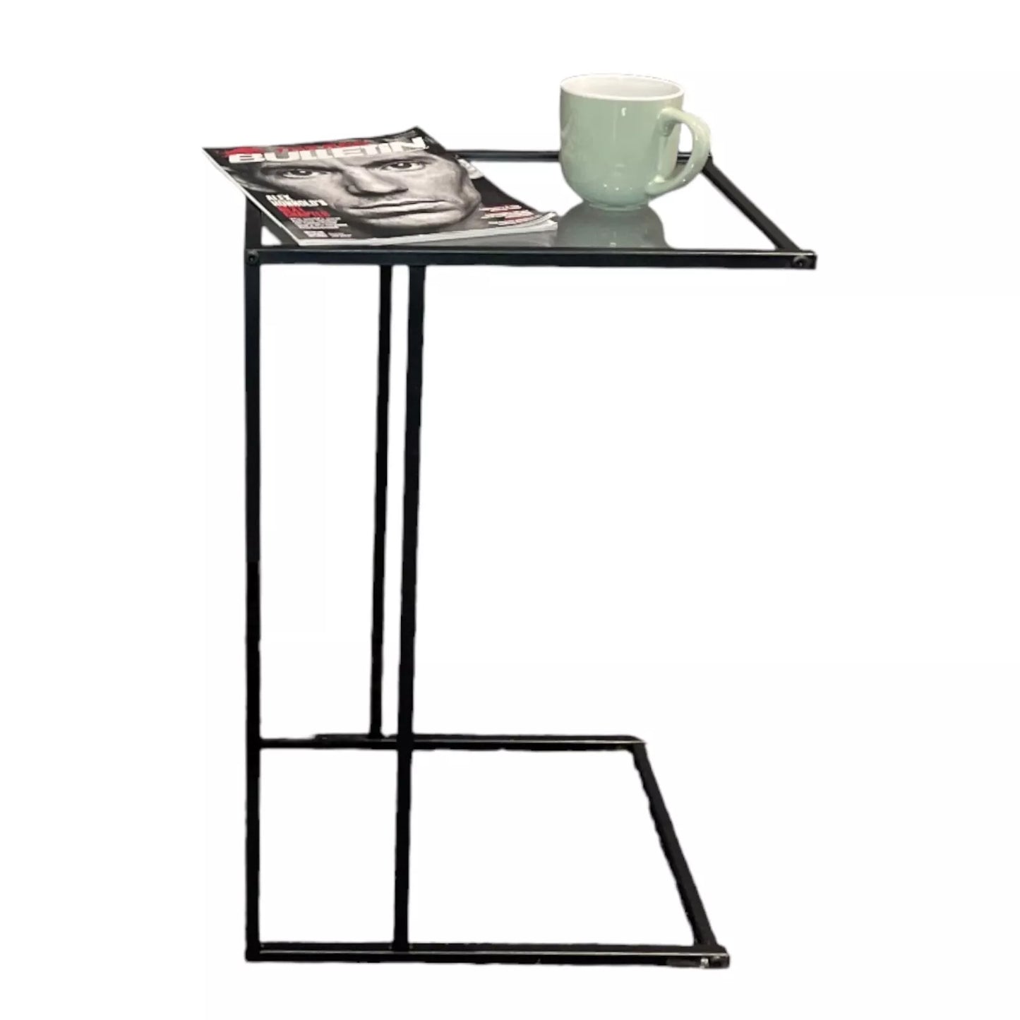 Black Sofa Side Table With Clear Glass