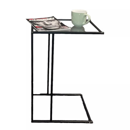 Black Sofa Side Table With Clear Glass
