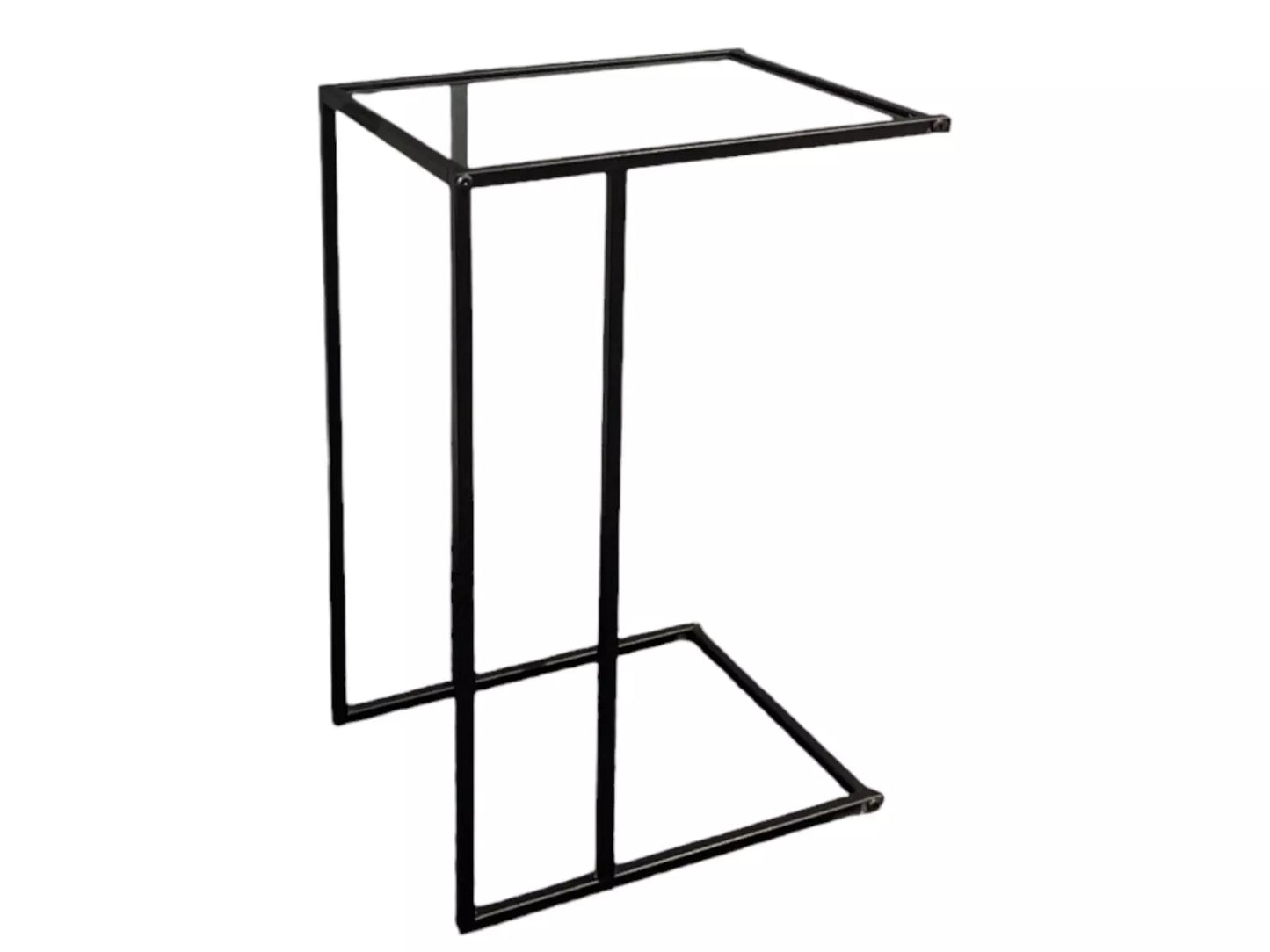 Black Sofa Side Table With Clear Glass