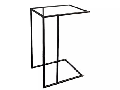 Black Sofa Side Table With Clear Glass