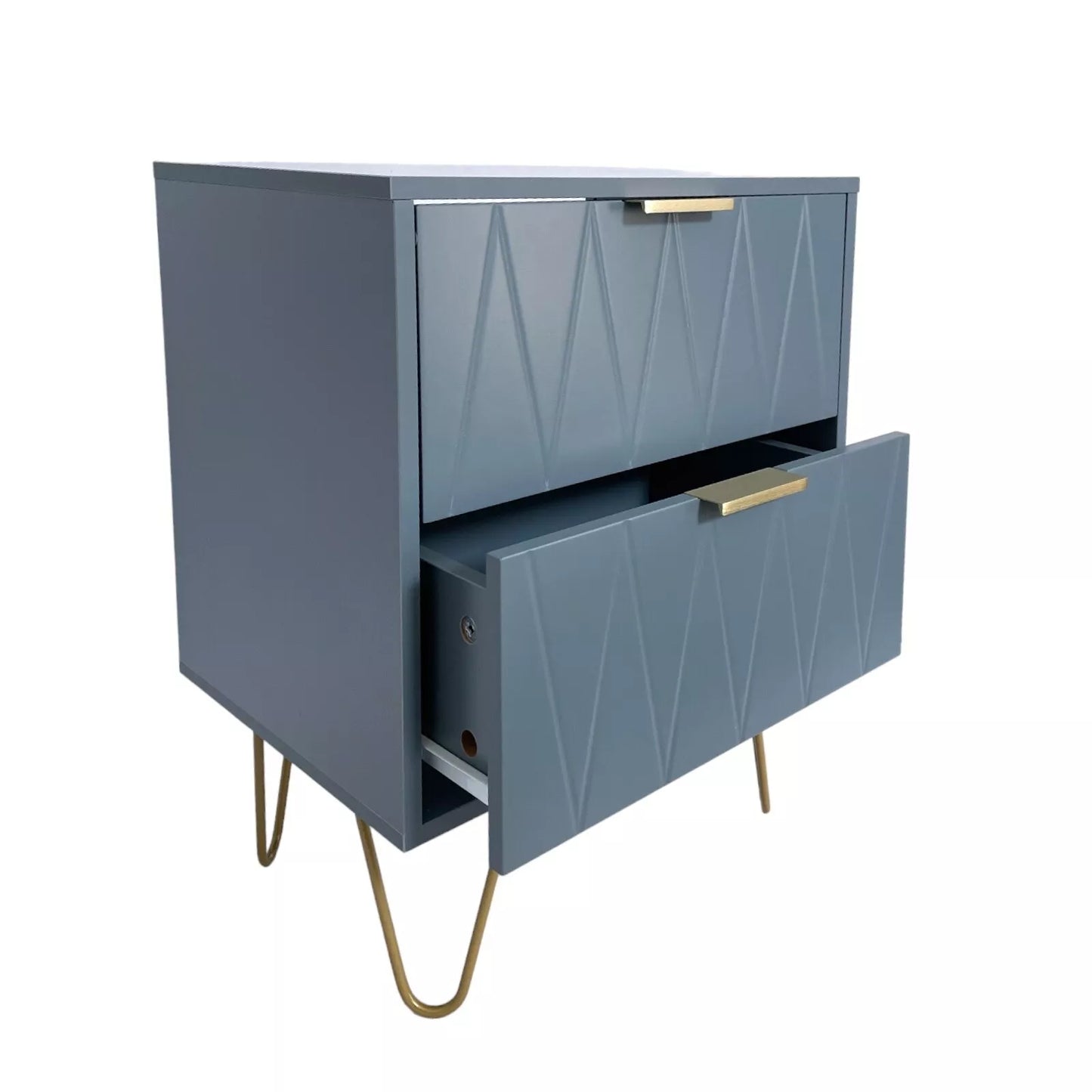 Bedside Tables With 2 Drawer Grey