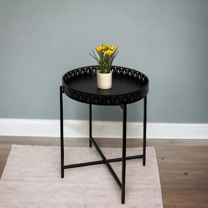 Black Metal Side Coffee Tray Table