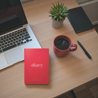 2026 A5 week to view diary planners - Full Year Planner - Pink