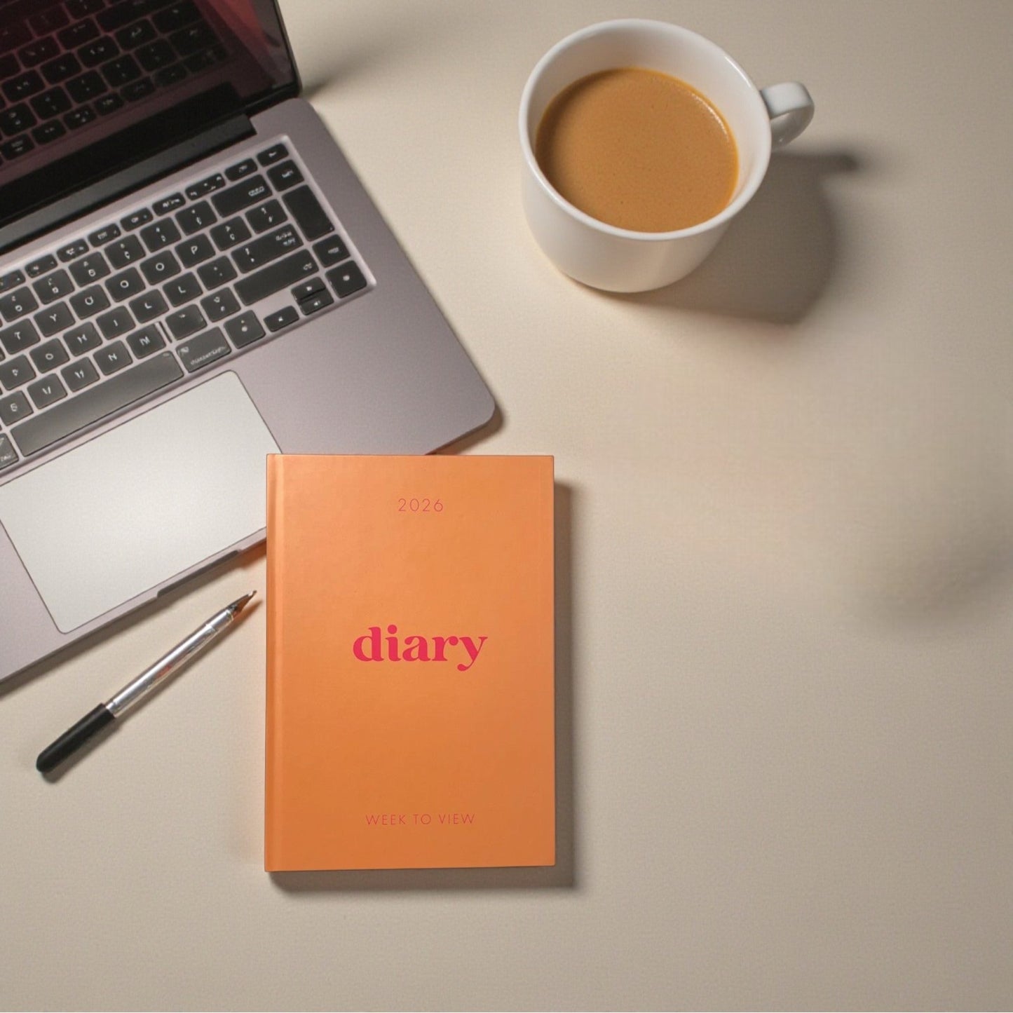 2026 A5 week to view diary planners - Full Year Planner - Orange