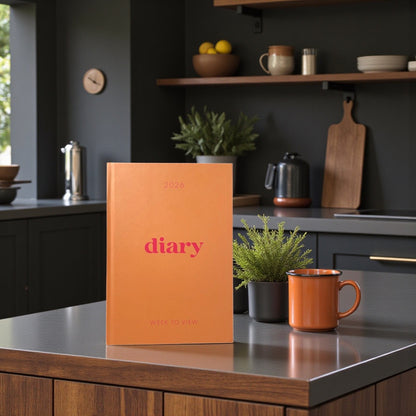 2026 A5 week to view diary planners - Full Year Planner - Orange