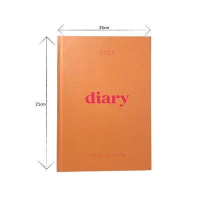 2026 A5 week to view diary planners - Full Year Planner - Orange
