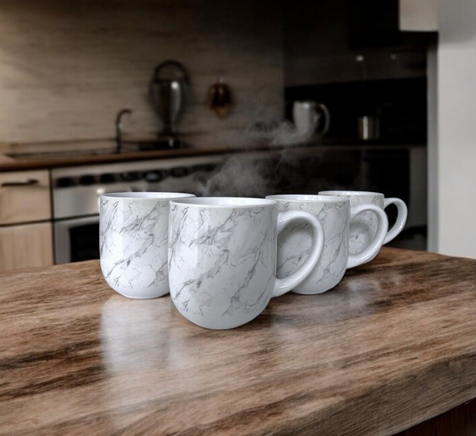 Glossy Marble Stoneware Hot Drink Mugs