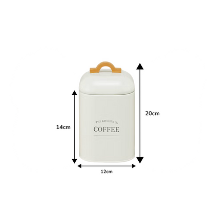 Tea Coffee Sugar Metal Canisters Set of 3- white