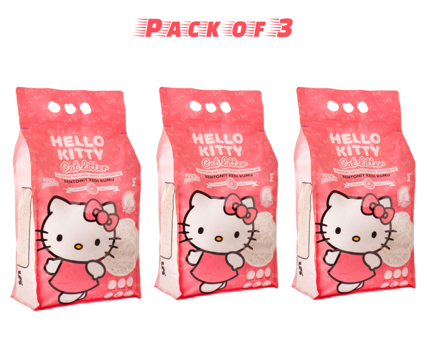 Hello Kitty Brand Bentonite Natural Baby Powder Clumping Cat Litter - 15Litter