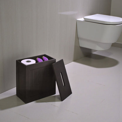 Wooden Toilet Cleaning Storage Black Tidy Box Unit