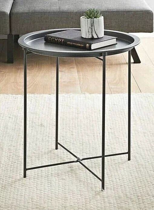 Grey Metal Side Table Round