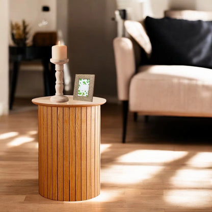 Oak Effect Round Side Table