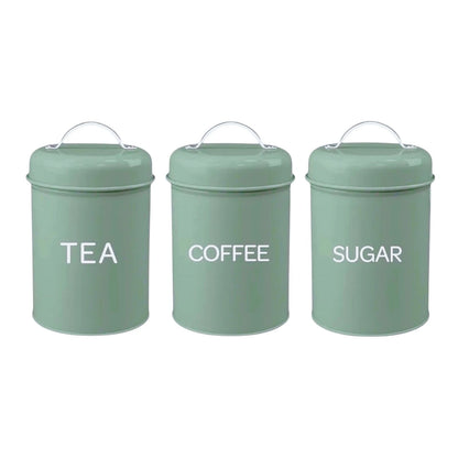 Set of 3 Canister Tea Coffee Sugar (Green)