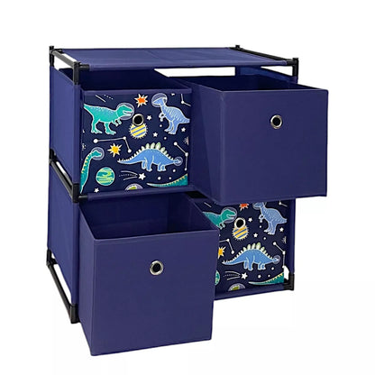 Kids Storage Unit 4 Cube Drawer Storage - Dinosaur