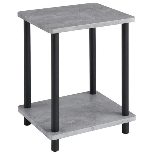 2 Tier Side Table Concrete Effect