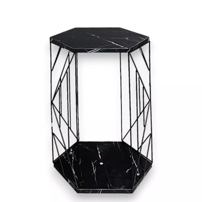 2 Tier Cage Table Black Marble  Hallway Table
