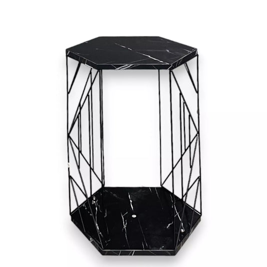 2 Tier Cage Table Black Marble  Hallway Table