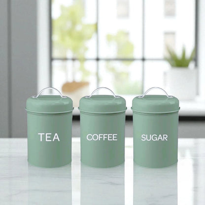 Set of 3 Canister Tea Coffee Sugar (Green)