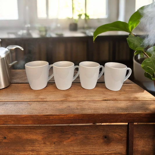 Set Of 4 Tea Coffee Mugs- White