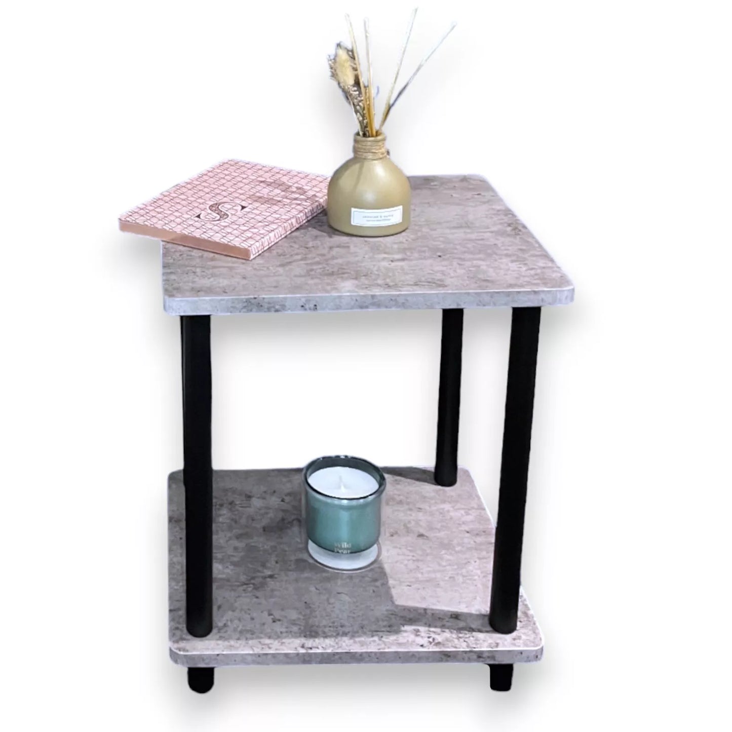2 Tier Side Table Concrete Effect