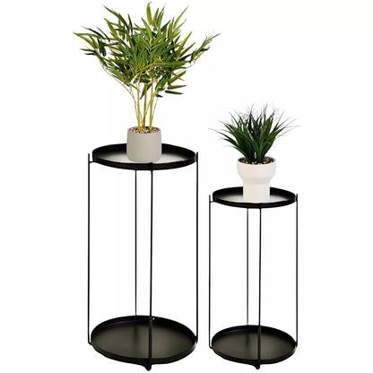 Black Set of 2 Side Lamp Plant Table