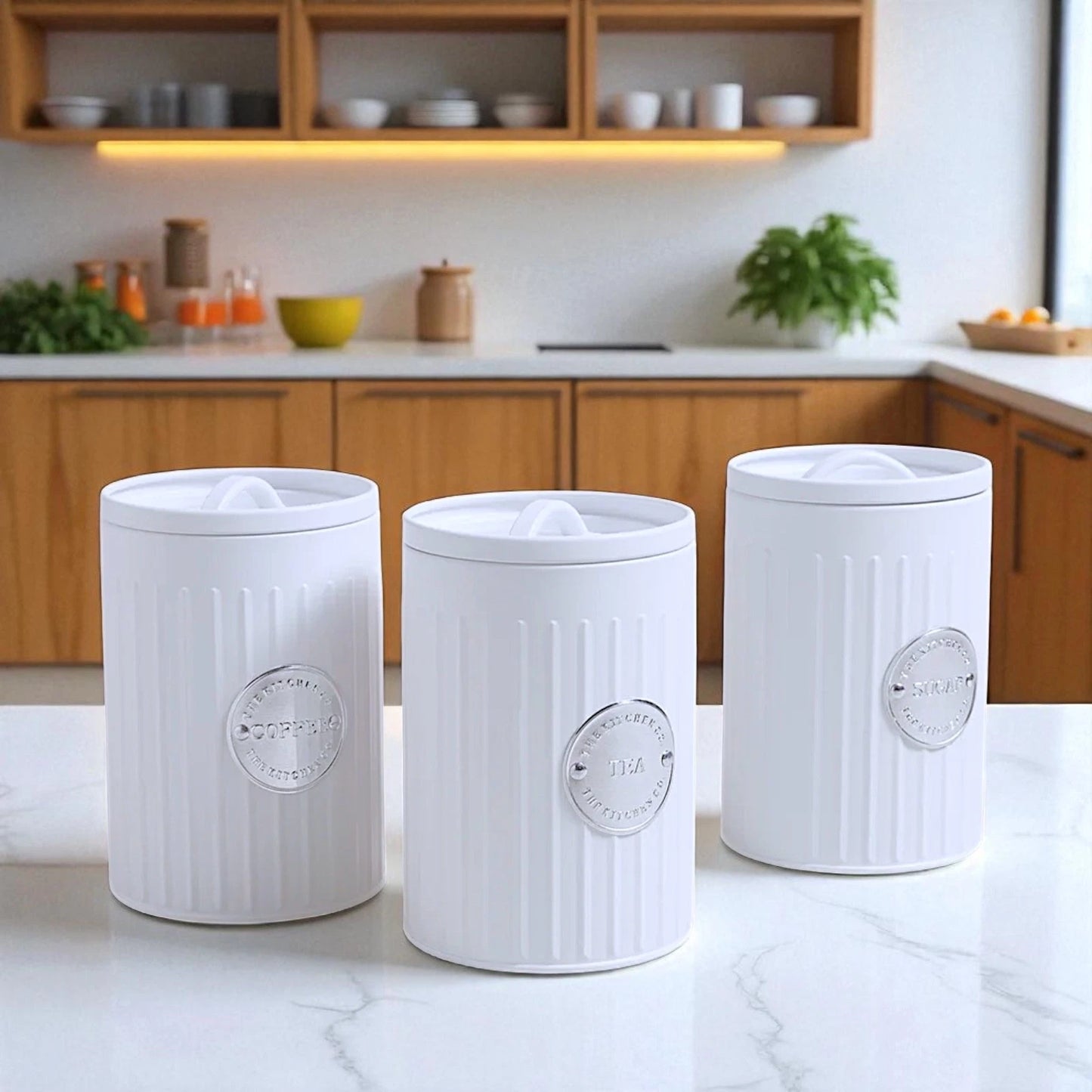 White Canister Set Tea Coffee Sugar