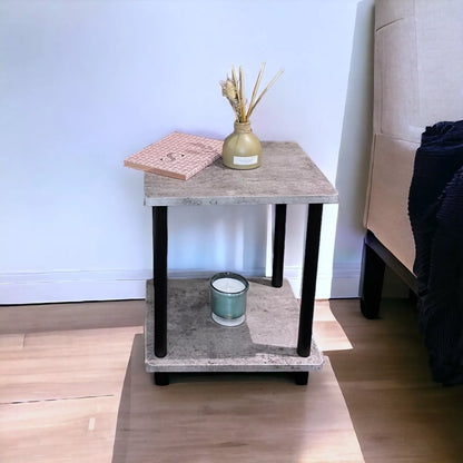 2 Tier Side Table Concrete Effect