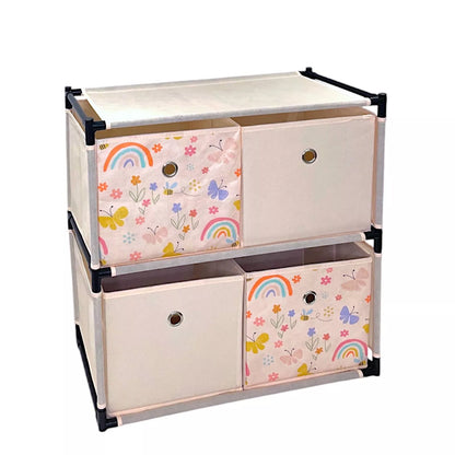 Kids Storage Unit Pink 4 Cube Bedroom Storage - Rainbow