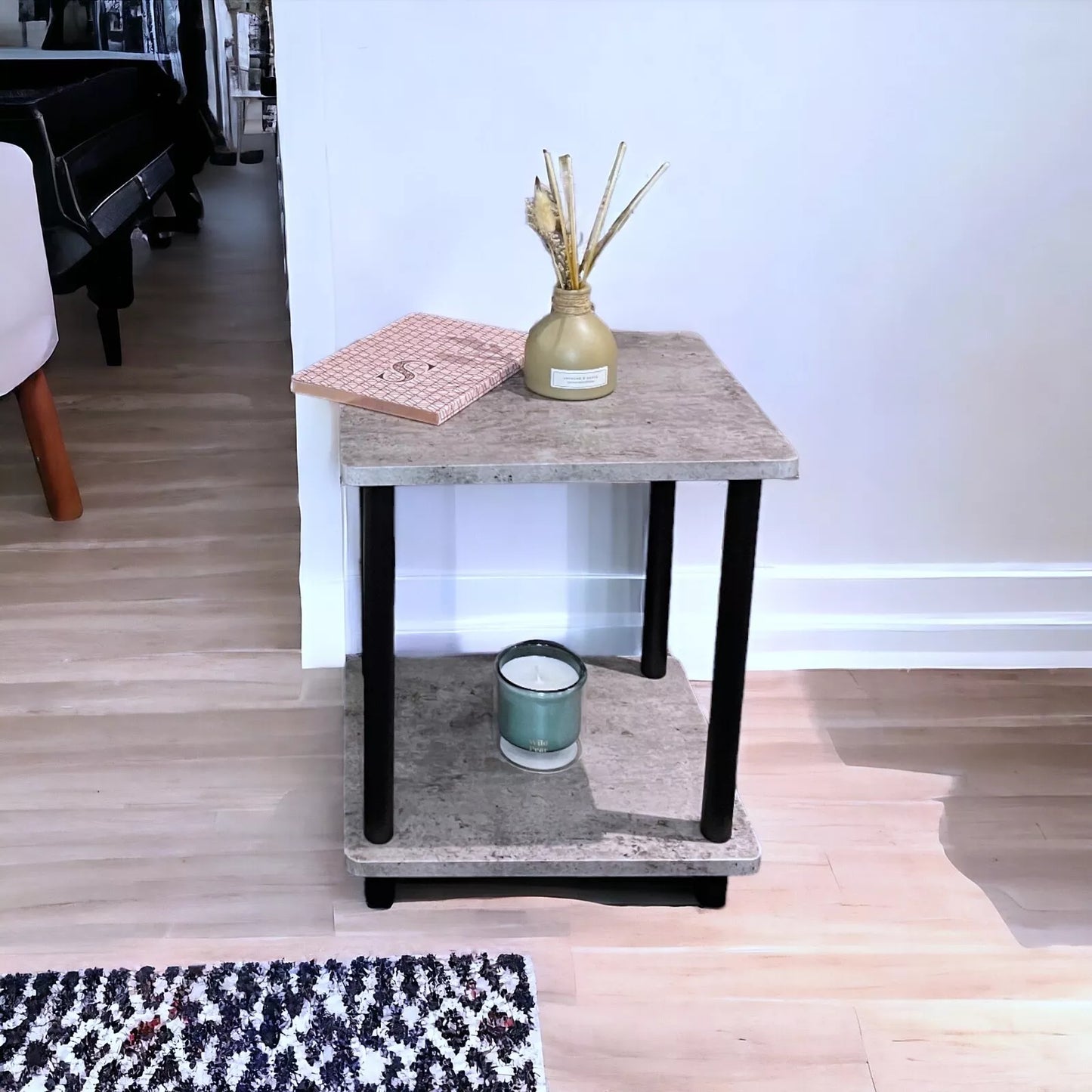 2 Tier Side Table Concrete Effect