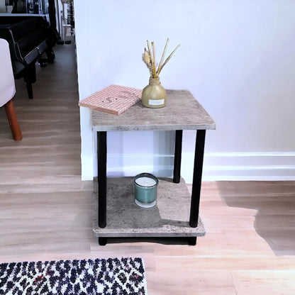2 Tier Side Table Concrete Effect