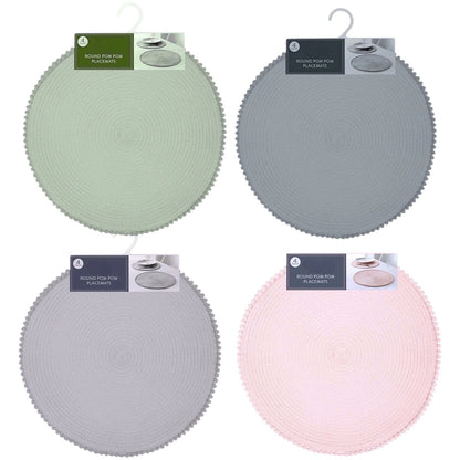 Dark Grey Round Pom Pom Placemats set of 4