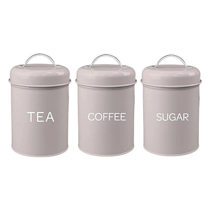 Set of 3 Canister Tea Coffee Sugar (Natural)