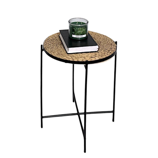Rattan Design Metal Side Coffee Tray Table