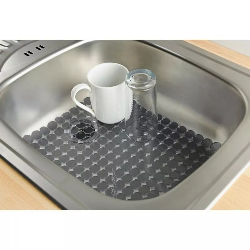 Addis Circle Grey Anti Slip Kitchen Sink scratch Protector Drainer Sink Mat protector
