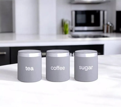 Grey Canister Coffee Tea Sugar