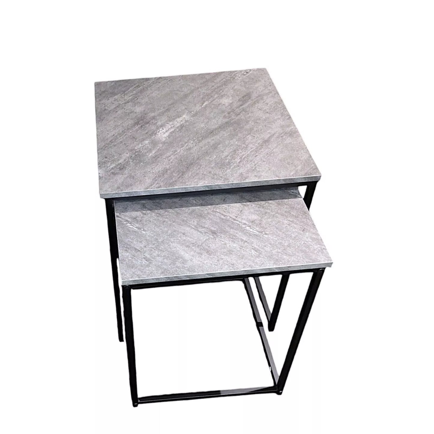 Set of 2 Grey Marble Effect Nesting Tables