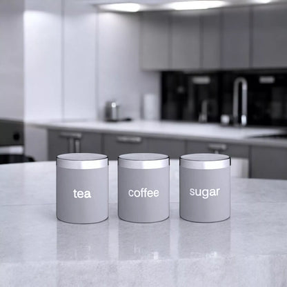 Grey Canister Coffee Tea Sugar