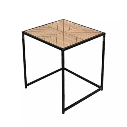 Side Table Wooden Top with Black Metal Legs