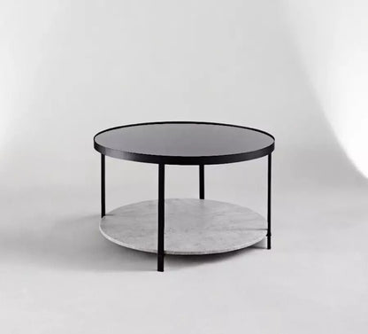 Modern Coffee Table Concrete Effect Base With Black Glass