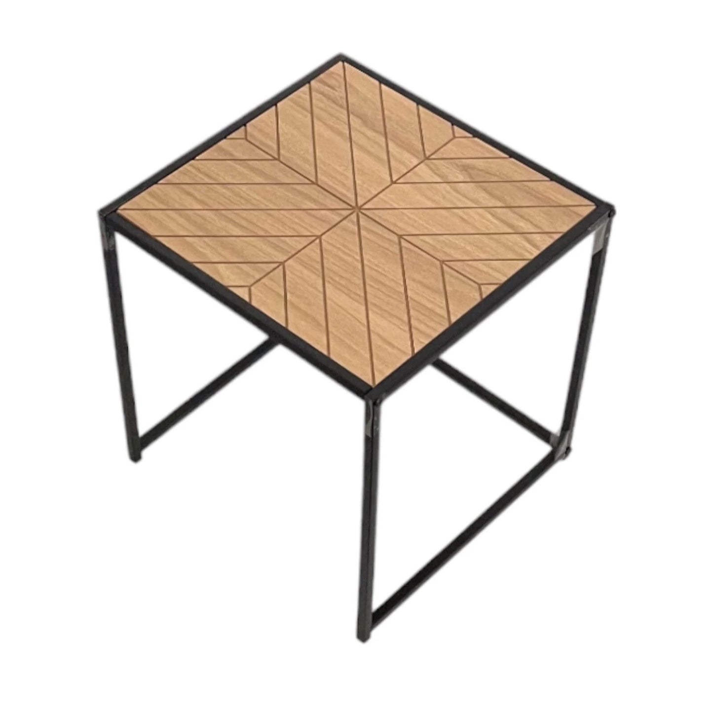 Side Table Wooden Top with Black Metal Legs