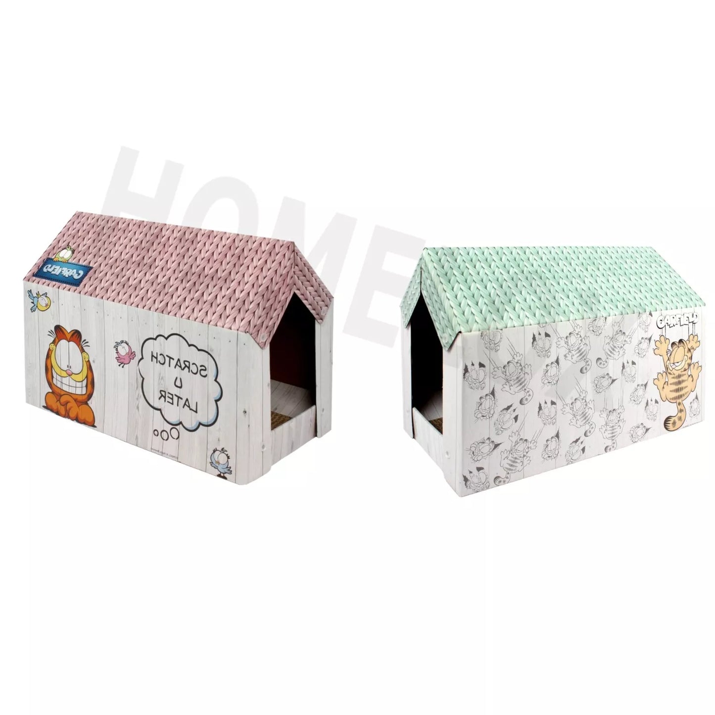 Pink Garfield Cat Pet Scratching House Cardboard