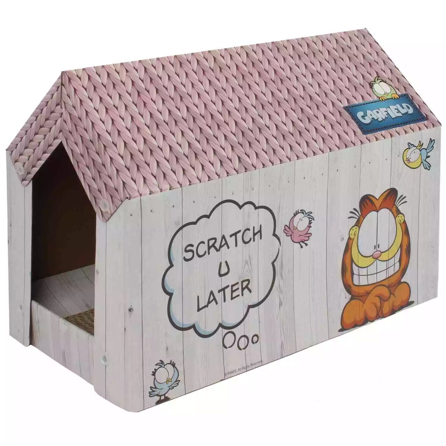 Pink Garfield Cat Pet Scratching House Cardboard