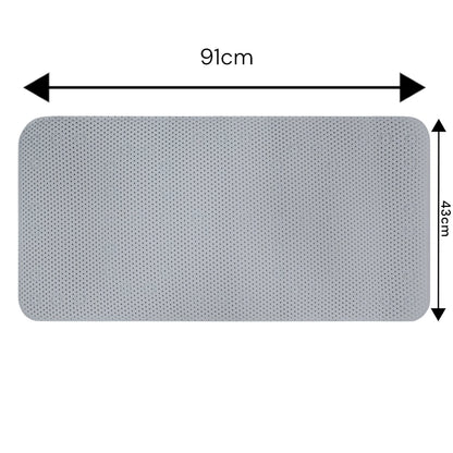 Grey Extra Long Non Slip Suction Bath Shower Mat