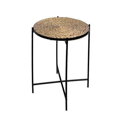 Rattan Design Metal Side Coffee Tray Table