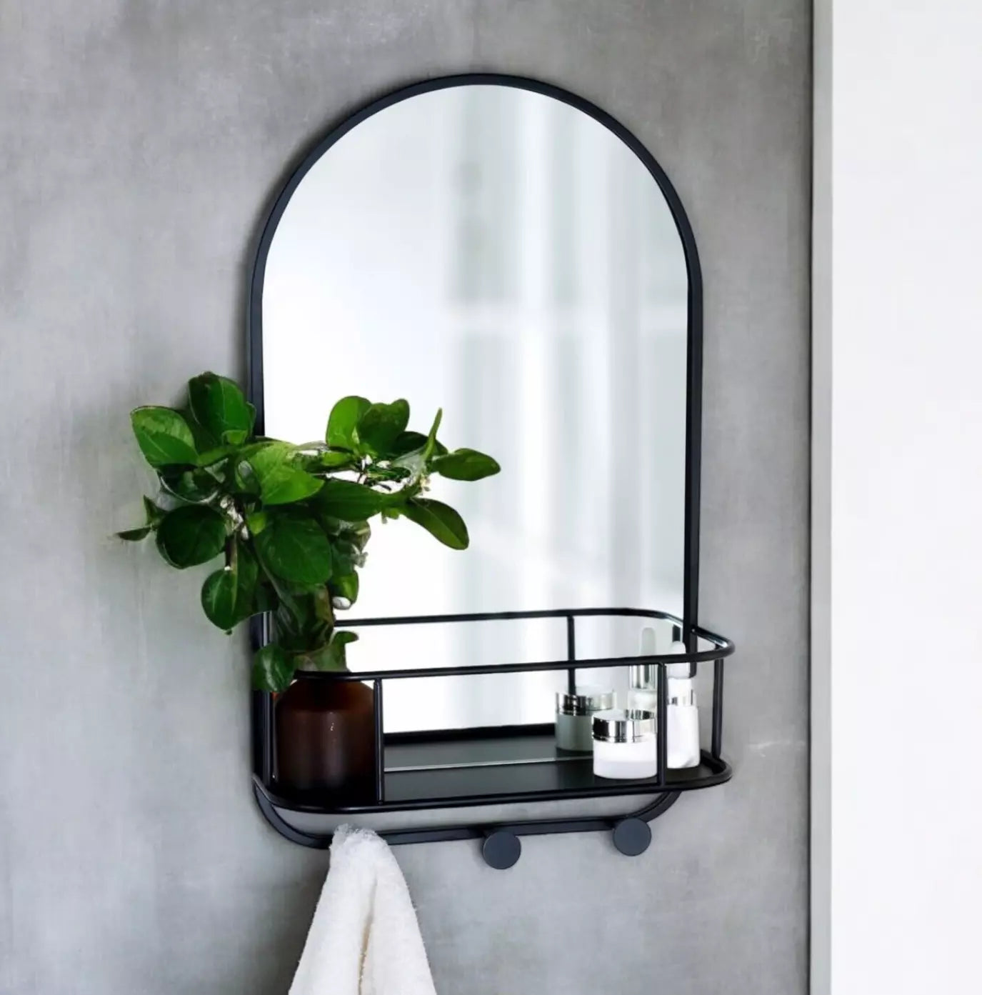 Bathroom Mirror with Metal Shelf