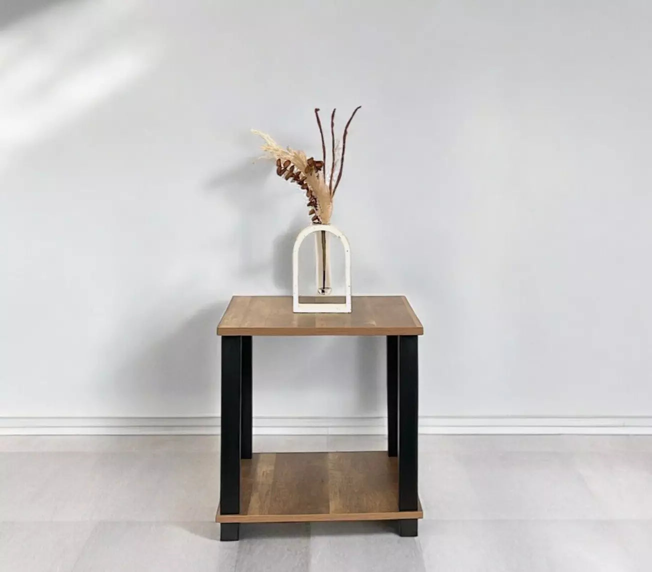 2 Tier Side Table Walnut Finish with Shelf